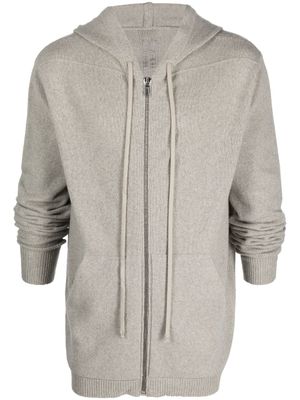 Rick Owens hoodie zippé à lien de resserrage - Tons neutres