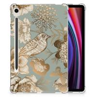 Siliconen Hoesje voor Samsung Galaxy Tab S9 Vintage Bird Flowers