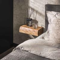 LifestyleFurn Hangend Nachtkastje 'Hind' Large, Met 1 lade, Acaciahout, Set van 2 stuks