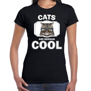 Dieren coole poes t-shirt zwart dames - cats are cool shirt 2XL  -