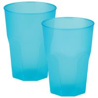 Drinkglazen frosted - turquoise - 12x - 420 ml - onbreekbaar kunststof - Feest/cocktailbekers