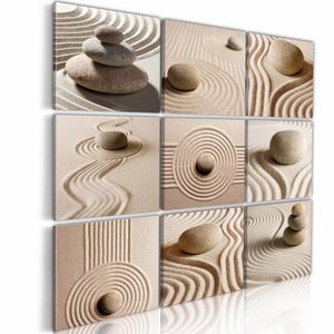 Schilderij - Zen Strand, Beige, 9luik , premium print op canvas