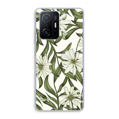 Wit bloemenpatroon: Xiaomi 11T Pro Transparant Hoesje