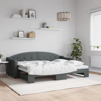 Slaapbank met onderschuifbed 80x200 cm stof donkergrijs