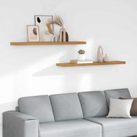 Wandplank met opslag 2 pcs Beige 120 x 23,5 x 4 cm Bewerkt hout