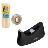 Centrum Plakbandhouder - zwart - 8x plakbandrol - transparant - 19 mm x 33 m