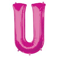 Folieballon Roze Letter 'U' Groot - thumbnail