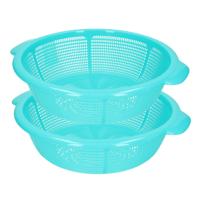 Plasticforte keuken vergiet - 2x stuks - blauw - 31 x 9,5 cm - kunststof - afgieten van groente