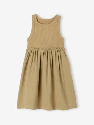 Meisjesjurk zonder mouwen kaki