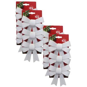 Kerst ornamenten strikken - 12x st - wit - 10 x 13 cm - kerstboomstrikjes