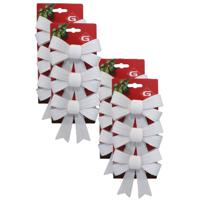 Kerst ornamenten strikken - 12x st - wit - 10 x 13 cm - kerstboomstrikjes