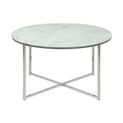 Salontafel Ostana - wit/zilver - Ø80x45 cm