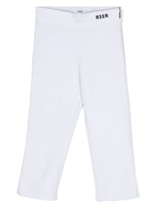 MSGM Kids pantalon droit à logo brodé - Blanc