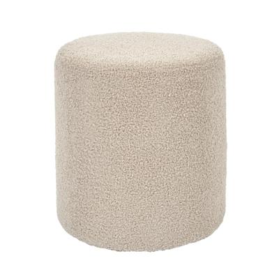 Poef boucl? - taupe - rond - D35 cm - teddy stof - hocker - teddy poef
