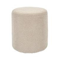 Poef boucl? - taupe - rond - D35 cm - teddy stof - hocker - teddy poef