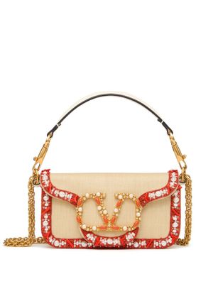 Valentino Garavani petit sac porté épaule Locò à broderies - Tons neutres