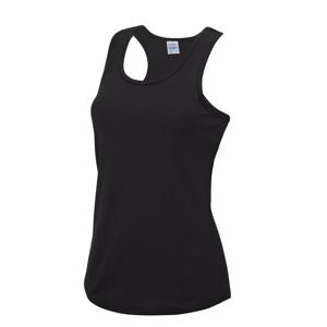 AWDis sport singlet voor dames - zwart - mouwloos shirtje - polyester - lucht doorlatend