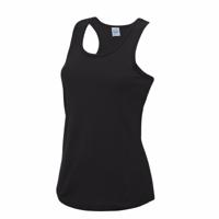 AWDis sport singlet voor dames - zwart - mouwloos shirtje - polyester - lucht doorlatend - thumbnail