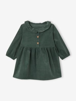 Corduroy babyjurk met kraagje dennen