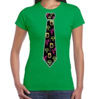 Tropical party T-shirt voor dames - stropdas - groen - neon - carnaval - tropisch themafeest - thumbnail