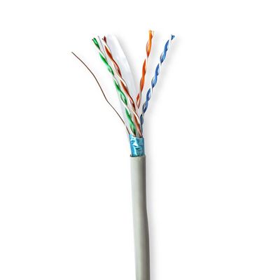Nedis CCBG8522GY300S Netwerk Kabel Rol Cat6 Solid F/utp Cca 305.0 M Binnenshuis Rond Pvc Grijs Gift Box