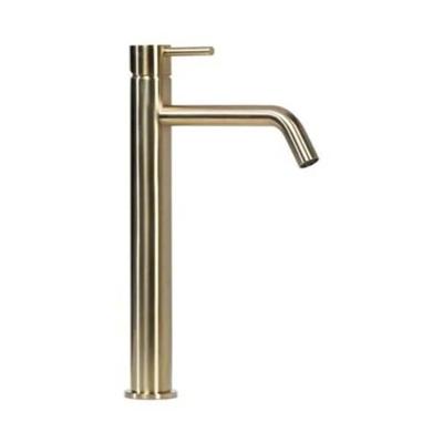 Wastafelkraan Blue Label Brondby XL | Opbouw | Mengkraan | Hoog model | 1-hendel | Rond | Geborsteld goud