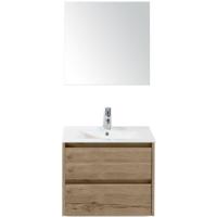 Dante Badmeubelset 60 cm - Natuur Eiken - Keramische Wastafel Wit Enjoy met Spiegel