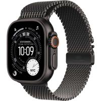 Apple Watch Ultra 3 GPS + Cellular - 49 mm - Zwarte titanium kast - Zwarte titanium Milanese Loop band - Klein