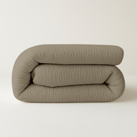 Easy Dekbed & Dekbedovertrek In 1 Mousseline Taupe Effen 200x200 Cm Warmteklasse 2 Winter & Anti Allergie & Anti Huisstofmijt Zydante -