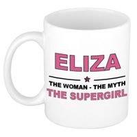 Naam cadeau mok/ beker Eliza The woman, The myth the supergirl 300 ml   -