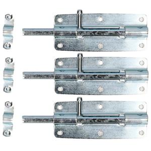 Deltafix schuifslot/plaatgrendel - 3x - 12 x 5cm - verzinkt staal - deur - schutting - hek