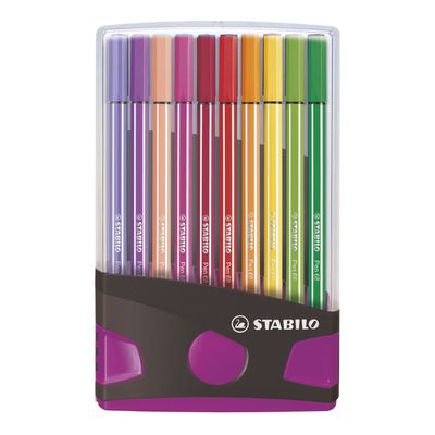 Stabilo pen 68 colorparade antraciet/roze, 20st.