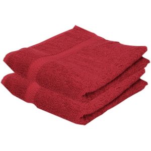 2x Voordelige handdoeken rood 50 x 100 cm 420 grams