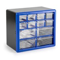 Sorteerbakjes spijkers/schroeven - 12x lades - 26 x 16 x 23 cm - opbergkastjes - ophangbaar - blauw Sorteerbakjes spijkers/schroeven - 12x lades - 26 x 16 x 23 cm - opbergkastjes - ophangbaar - blauw