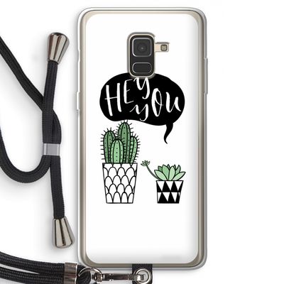 Hey you cactus: Samsung Galaxy A8 (2018) Transparant Hoesje met koord