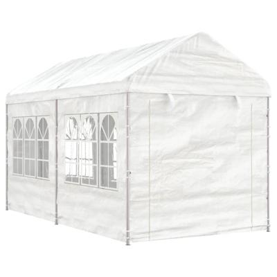 Prieel met dak 4,46x2,28x2,69 m polyetheen wit