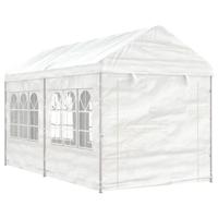 Prieel met dak 4,46x2,28x2,69 m polyetheen wit