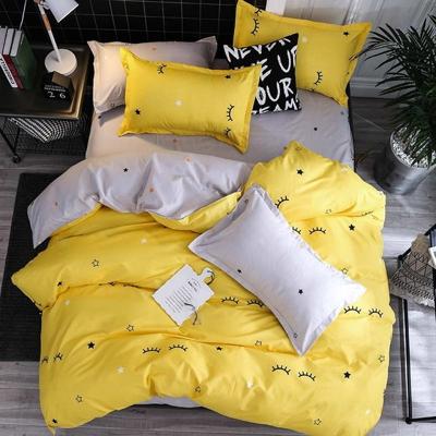 Beddengoed set luxe familie set blad Dekbedovertrek cover kussensloop grootte: 2.2 m vier-delige bedplaat (wimper bocht)