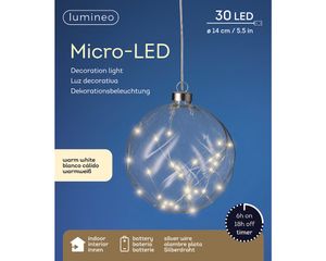 MicroLED bal d14 cm helder/warm wit kerst - Lumineo