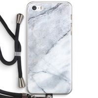 Witte marmer: iPhone 5 / 5S / SE Transparant Hoesje met koord