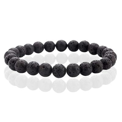 Natuursteen Armband met 8mm Kralen Memphis - Lava