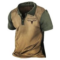 Voor heren POLO Shirt Golfshirt Brief Grafische prints Wijnoogst Strijkijzer Khaki Buiten Straat Korte Mouw Afdrukken Button-omlaag Kleding Sport Modieus Streetwear Ontwerper Lightinthebox - thumbnail