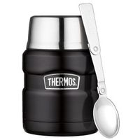 RVS Thermos voedseldrager / isoleerbeker voor eten 470 ml zwart