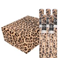 Cadeau Inpakpapier in originele pantervel print - 5x - bruin - 200 x 70 cm - 70 grams - inpakken