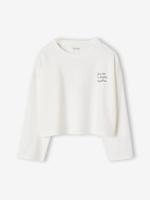T-shirt crop top voor meisjes met lange mouwen ecru