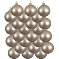 24x Licht parel/champagne glazen kerstballen 8 cm mat - thumbnail
