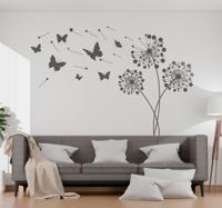 Paardenbloemen en vlinders muursticker