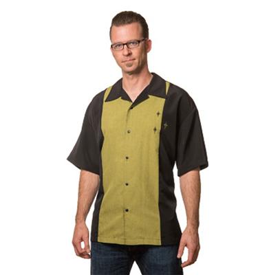 Crosshatch Button Up Shirt Black/Olive-XXXL