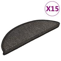 VidaXL Trapmatten zelfklevend 15st sisal-look 56x17x3cm antracietkleur