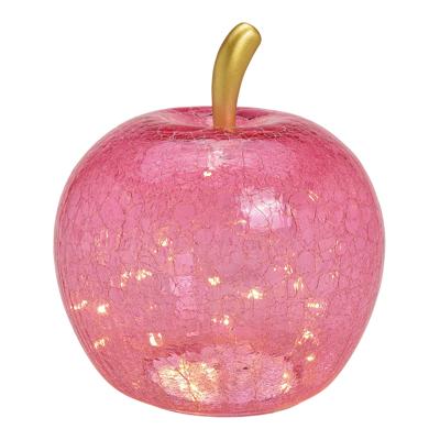 Appel met 40 LED's, met timer, van glas, pink/roze (B/H/D) 27x30x27 cm
